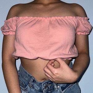 Pink Off-Shoulder Crop Top